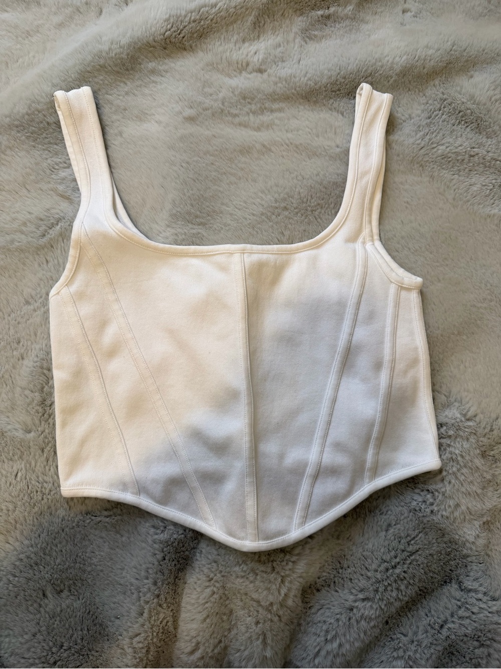 Women's White Corset-Style Cropped Tank Top